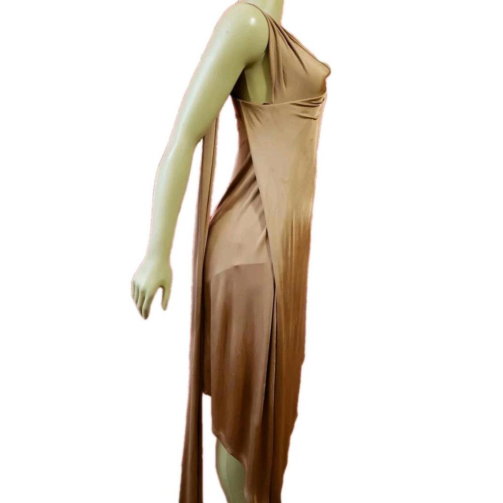 Michelle Mason SIZE P One-Shoulder Pinkish asymmetric Dress W/shorts $250. B10